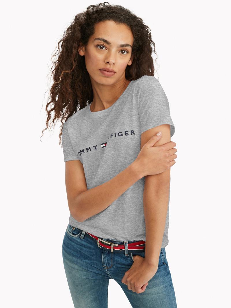 Női Tommy Hilfiger Essential Logo Póló Szürke | HU 448UZG